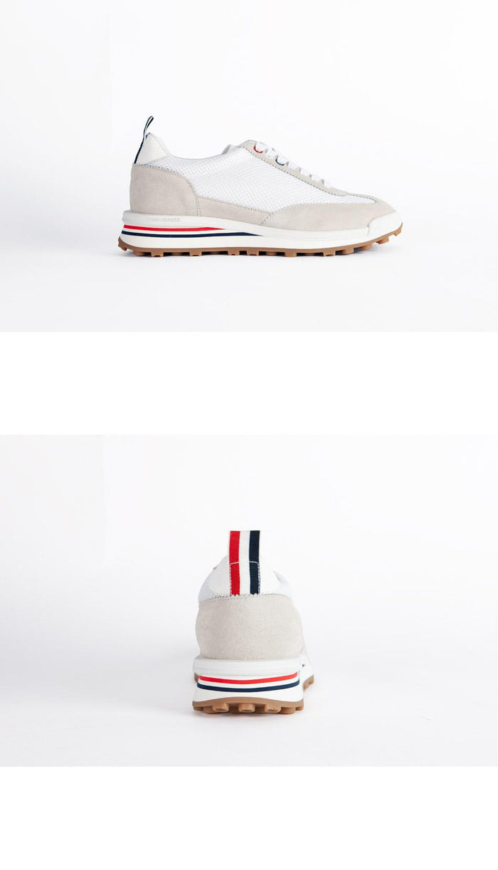 THOM BROWNE Tricolor Tab Fine Kid Tech Runner Sneakers Women White