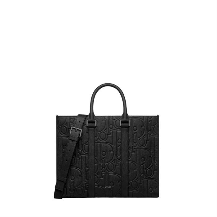 DIOR East-West Medium Tote Bag Black Leather Crossbody