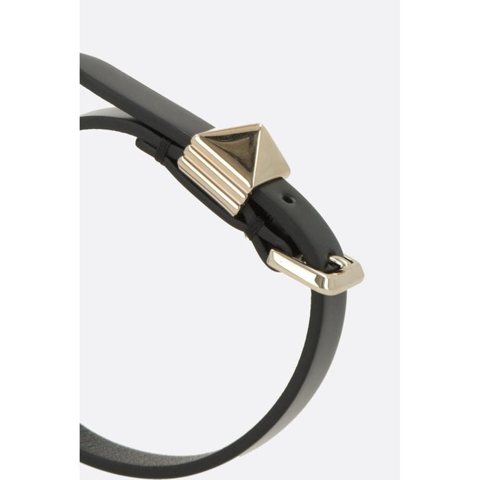 VALENTINO Rockstud Leather Bracelet Black