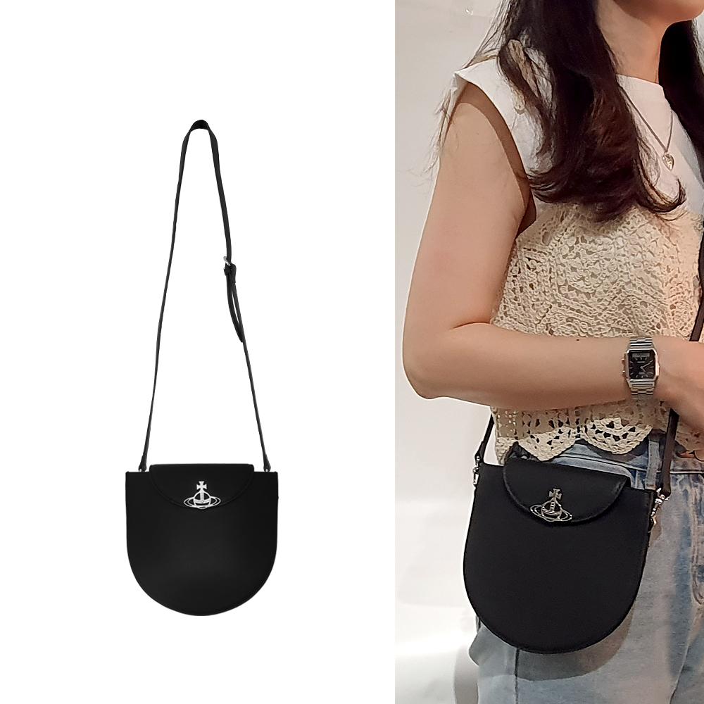 Vivienne Westwood Half Moon Crossbody Bag Black Leather Women’s