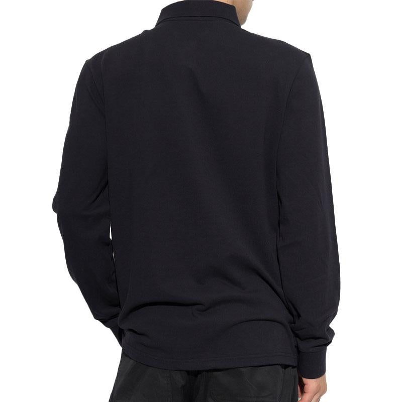 Moncler Logo Patch Long Sleeve Polo Shirt Black Men’s