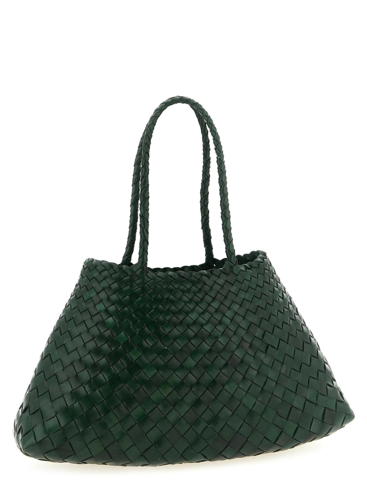 Dragon Diffusion Woven Leather Shoulder Bag Forest Green