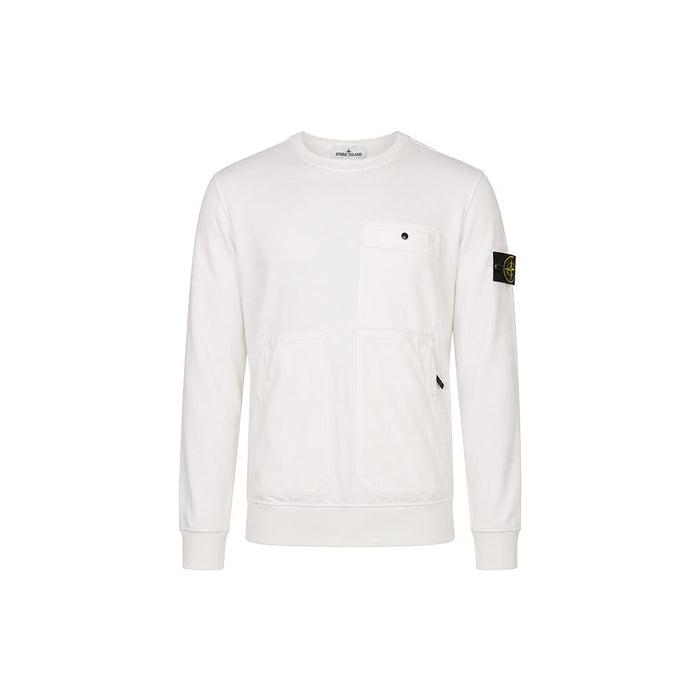 STONE ISLAND 15th Anniversary Patch 3-Pocket Crewneck Sweatshirt White