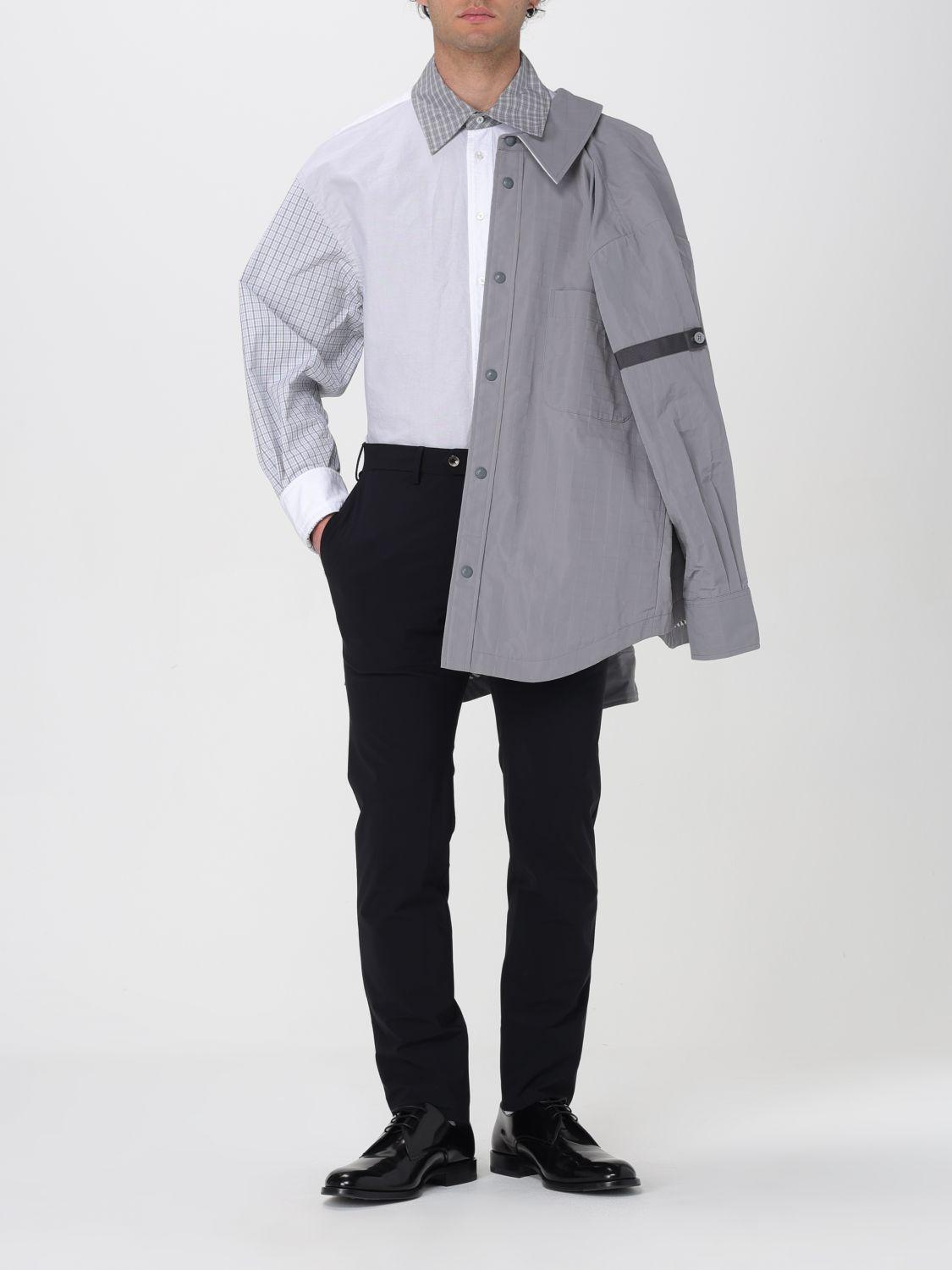 THOM BROWNE Gray Cotton Long Sleeve Dress Shirt
