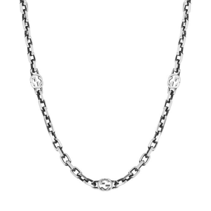 GUCCI Interlocking G Silver Necklace YBB616941 001