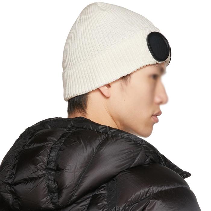 CP Company White Knit Beanie Hat for Men 18CMAC016A 000727A 103