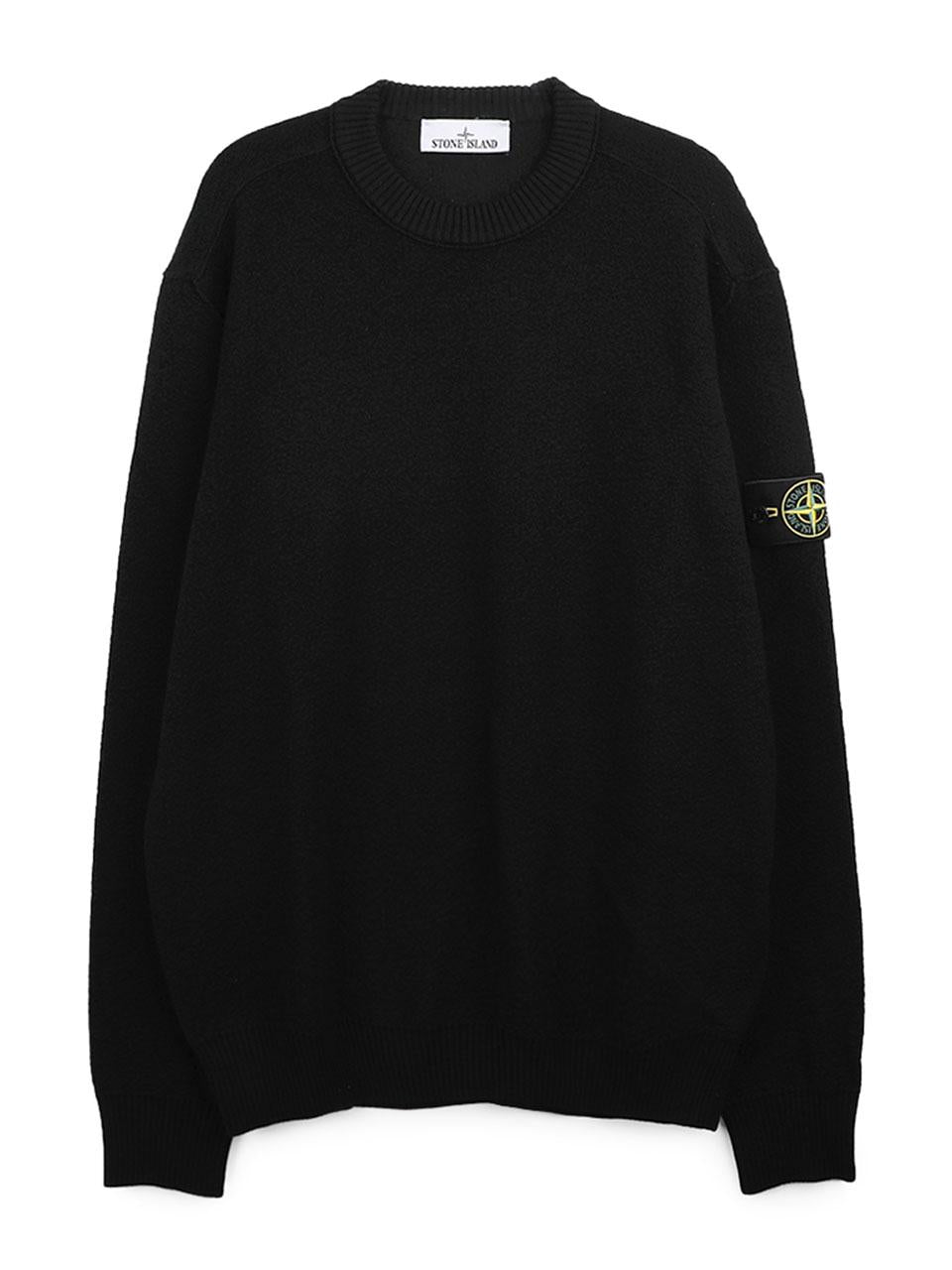 STONE ISLAND Loose Fit Crewneck Knit Sweater Black Men