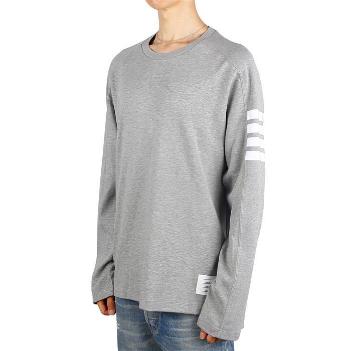 THOM BROWNE Diagonal Armband Long Sleeve T-Shirt Gray Men
