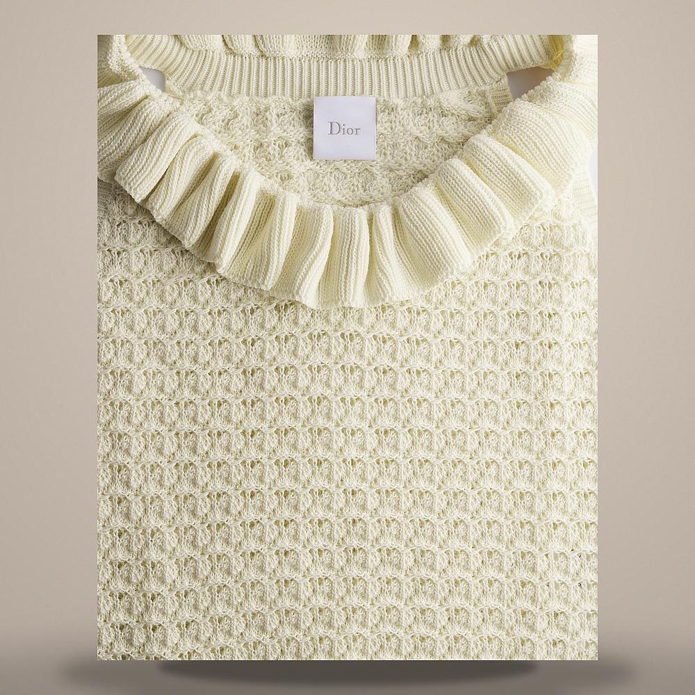 DIOR Ecru Cotton Crochet Fitted Sweater Vest 644T02A7909X0400