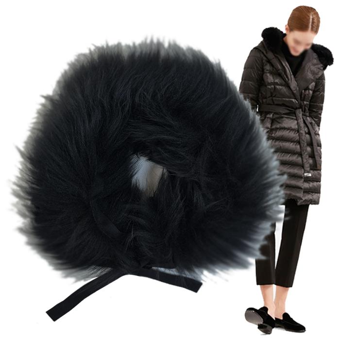 Max Mara Black Hooded Faux Fur Scarf