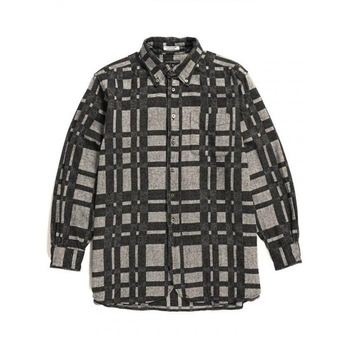 Engineered Garments Black Grey Cotton Plaid 19 Century BD L 23F1A001 NQ007 CB012