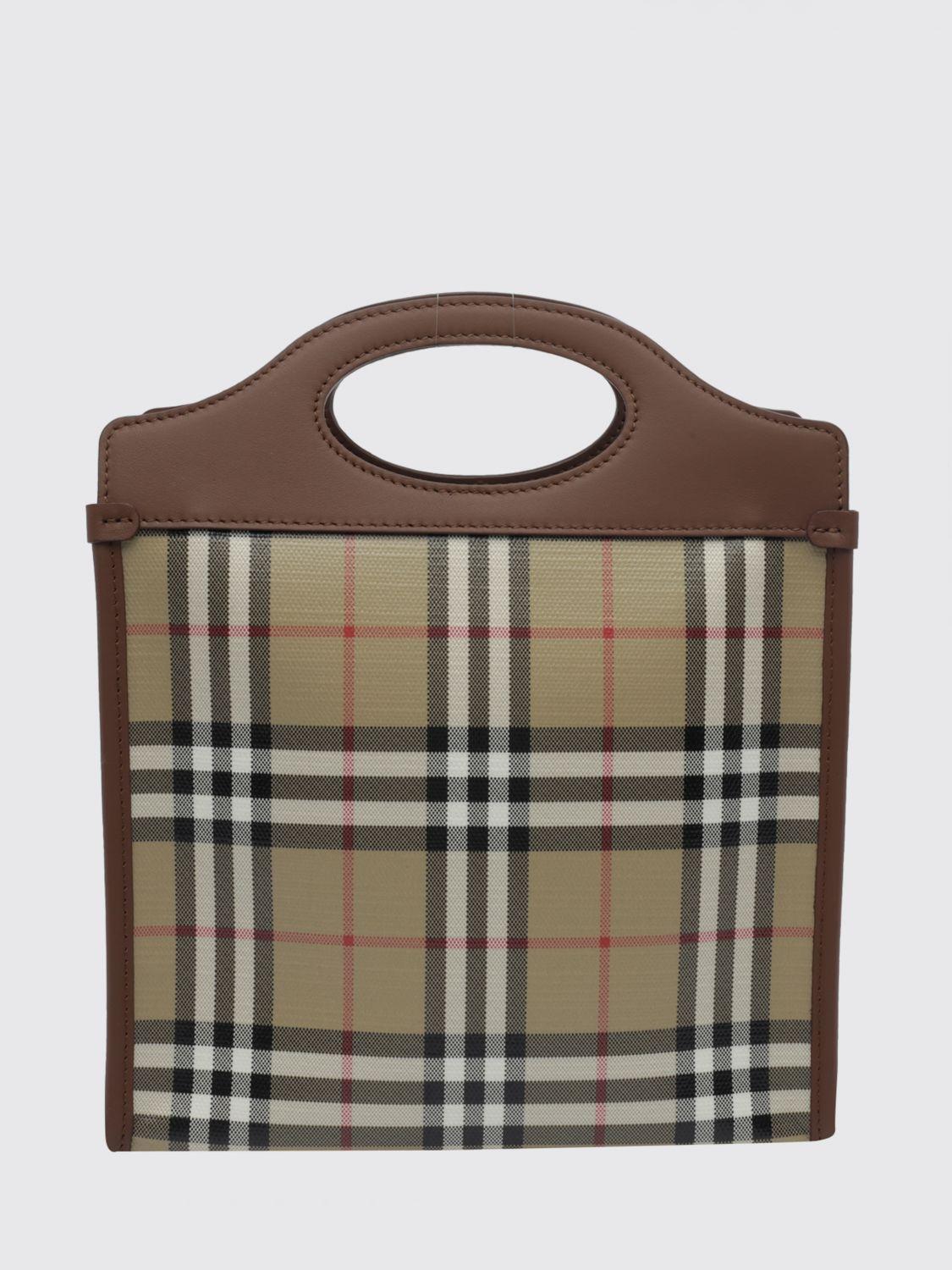 BURBERRY Canvas Leather Tote Bag Beige Black