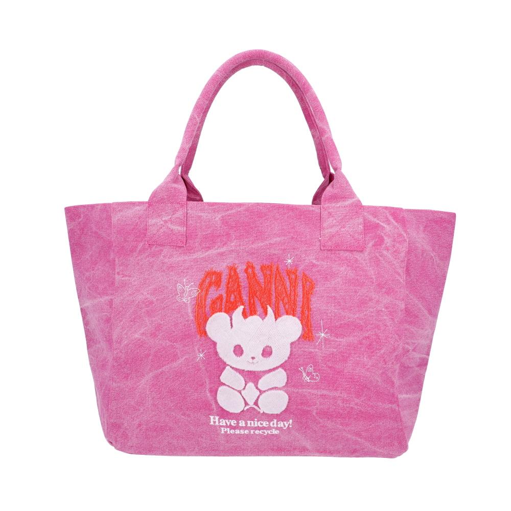 GANNI Bear Logo Medium Tote Bag Black Women’s