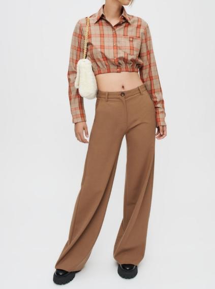 maje Checkered Crop Shirt mfpcm00357