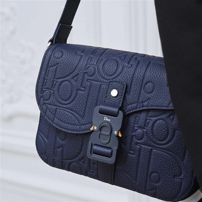 DIOR Saddle Flap Messenger Bag Small Crossbody Leather Black