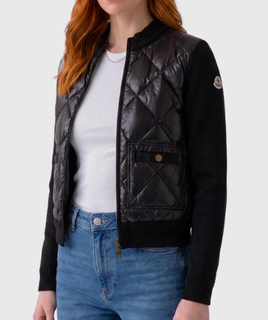 Moncler Black Nylon Down Bomber Jacket