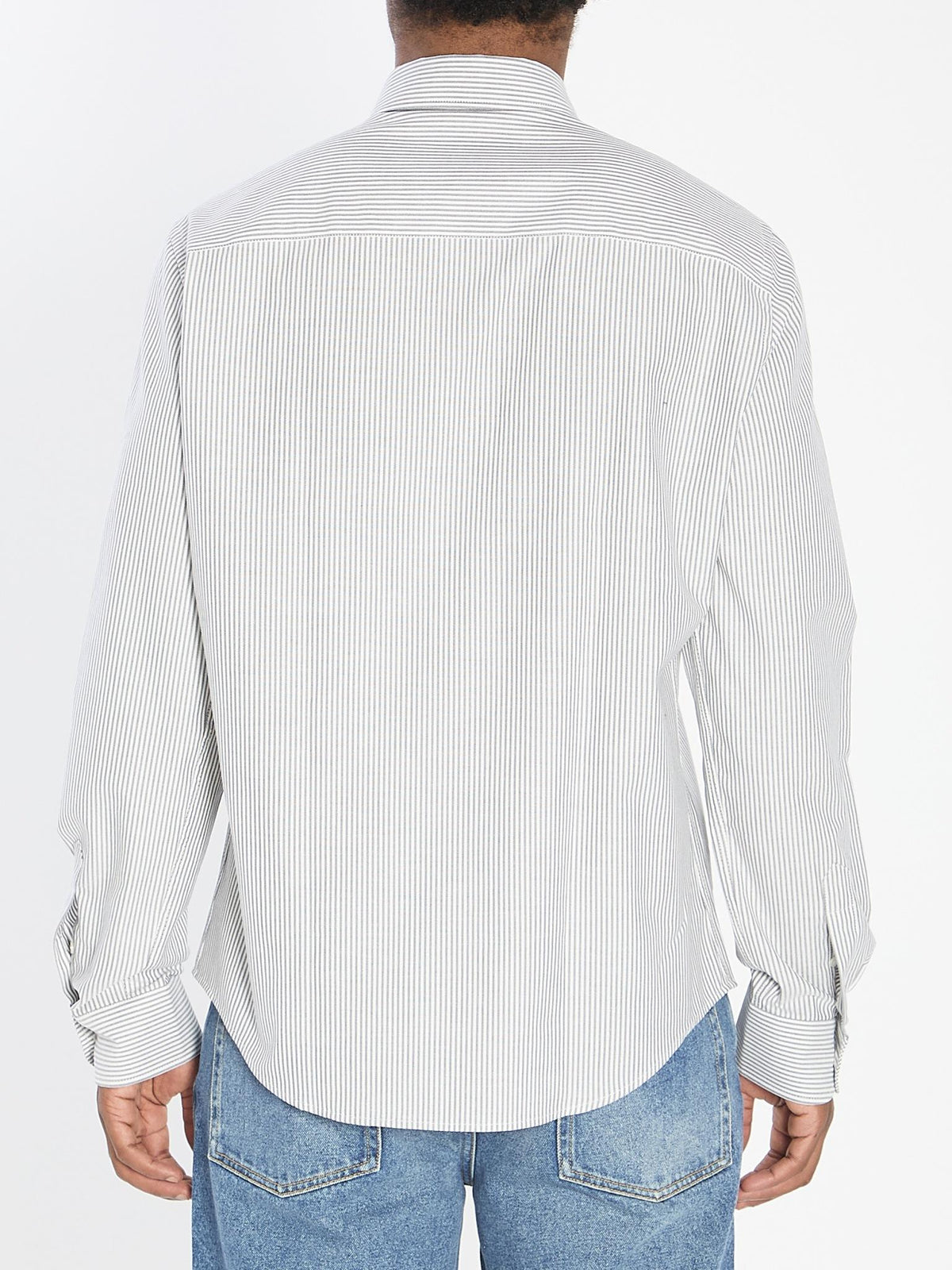 AMI Paris Long Sleeve Button-Up Shirt Men’s Gray Cotton