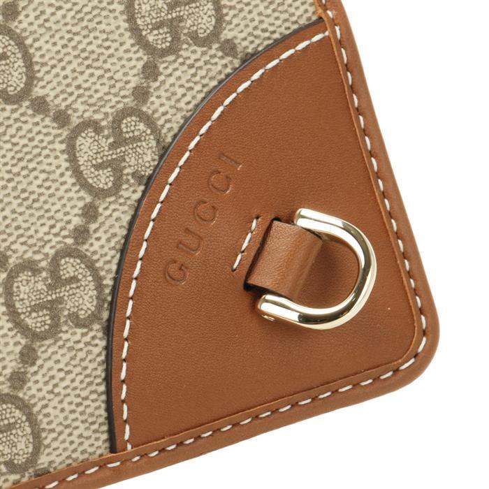 GUCCI GG Emblem Super Mini Shoulder Bag Beige Brown Leather