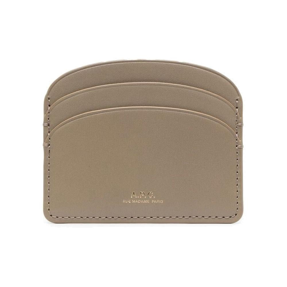 A.P.C. Demi-Lune Logo Half-Moon Card Holder Wallet Brown Leather