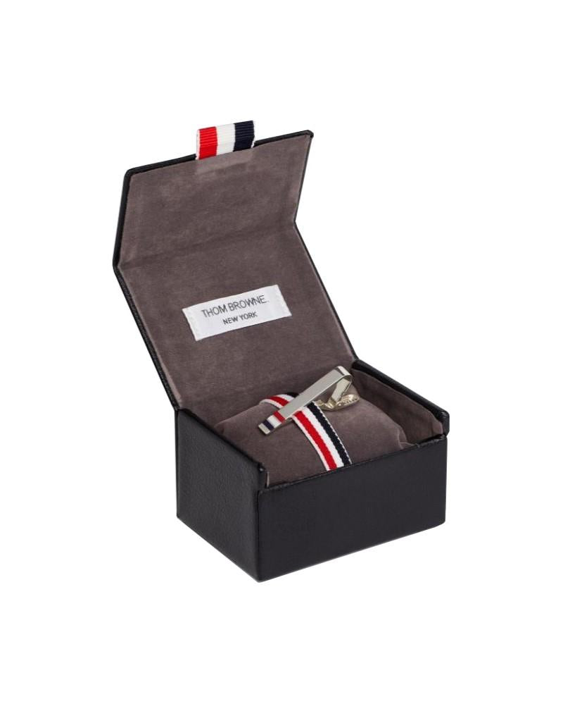 THOM BROWNE Tricolor Stripe Long Silver Tie Bar Tie Clip MZT001B 00002 960