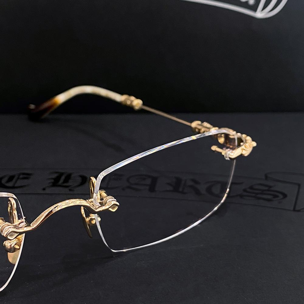 Chrome Hearts Gold Plate Brown Bone Brown Eyeglasses