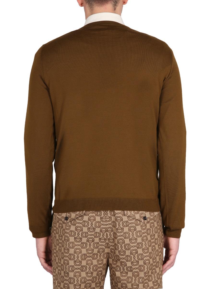 GUCCI Men’s Round Neck Knit Sweater Black Wool