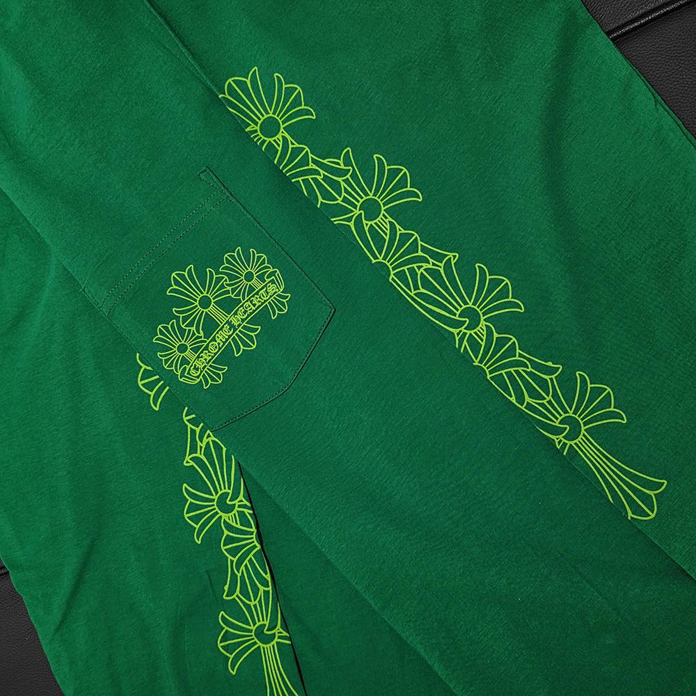 Chrome Hearts Cemetery Cross Long Sleeve T-Shirt Kelly Green Glow Green