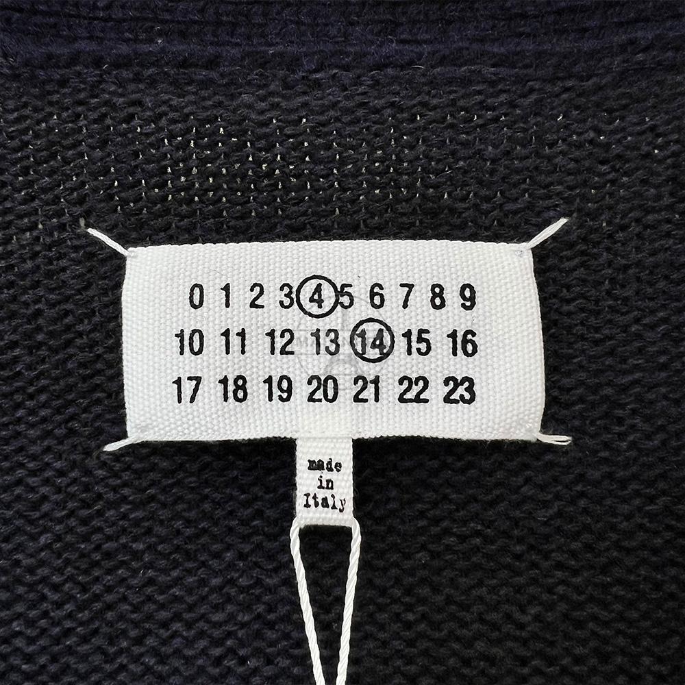Maison Margiela Stitch Detail Cardigan Navy Wool Men's Knit