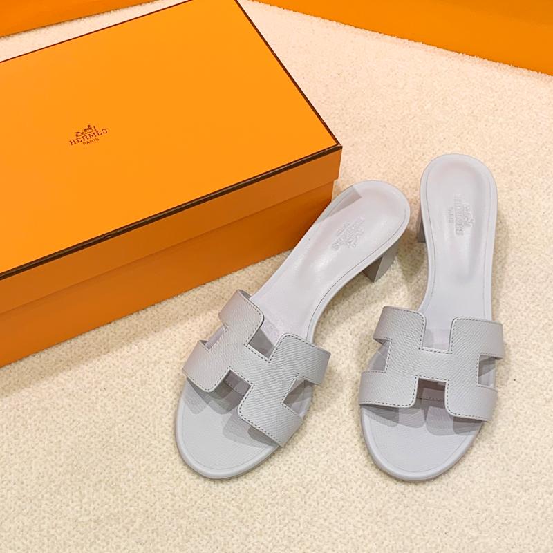 HERMES Oasis Sandals Epsom Calfskin Matte White