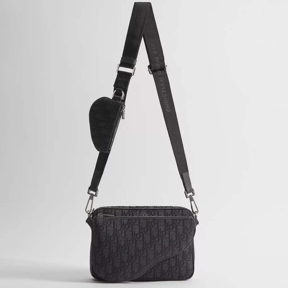DIOR Oblique Saddle Triple Pouch Men's Messenger Crossbody Bag