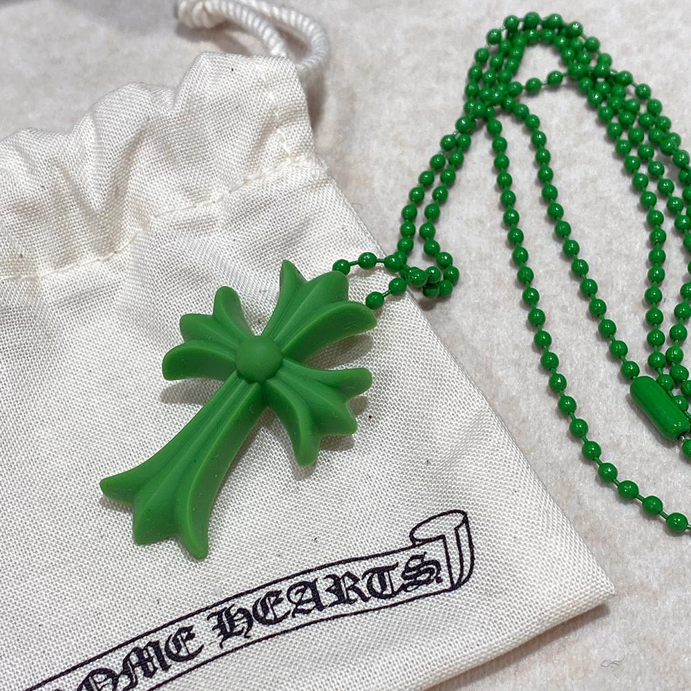 Chrome Hearts Green CH Cross Pendant Necklace Unisex