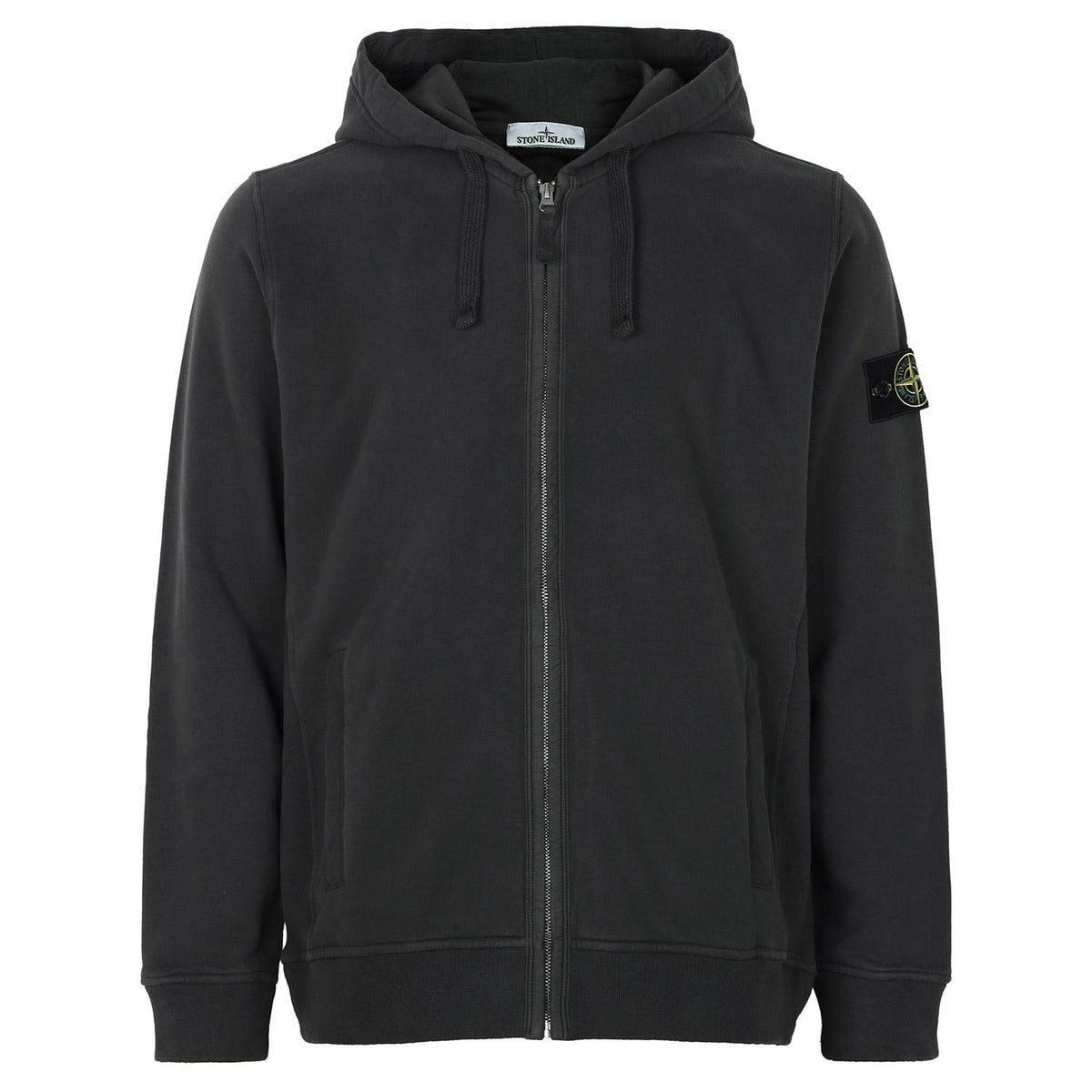 STONE ISLAND Lead Grey Brushed Fleece Hooded Zip Jacket