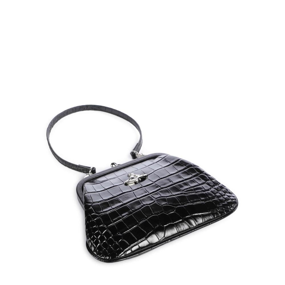 Vivienne Westwood Black Leather Vivian Clutch Shoulder Bag