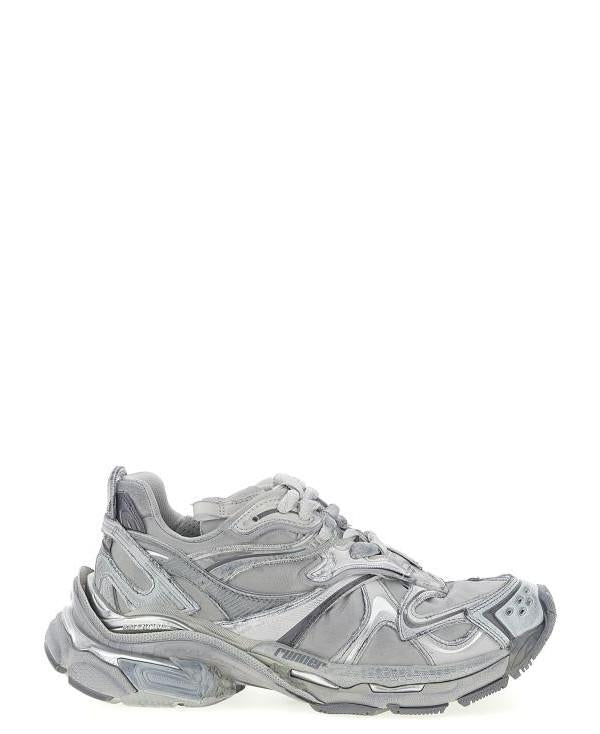 BALENCIAGA Runner 20 Low-Top Sneakers Gray Mesh Leather