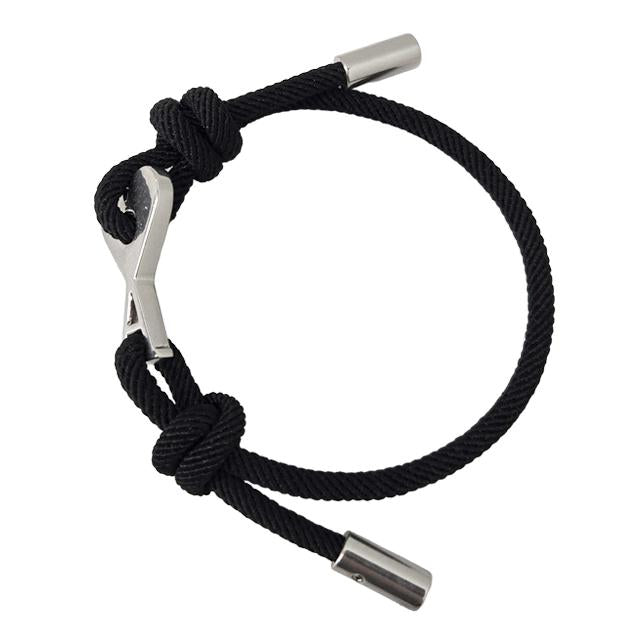 AMI Silver Heart Logo Link Black Cord Knot Bracelet UJW456 HW0021 9002