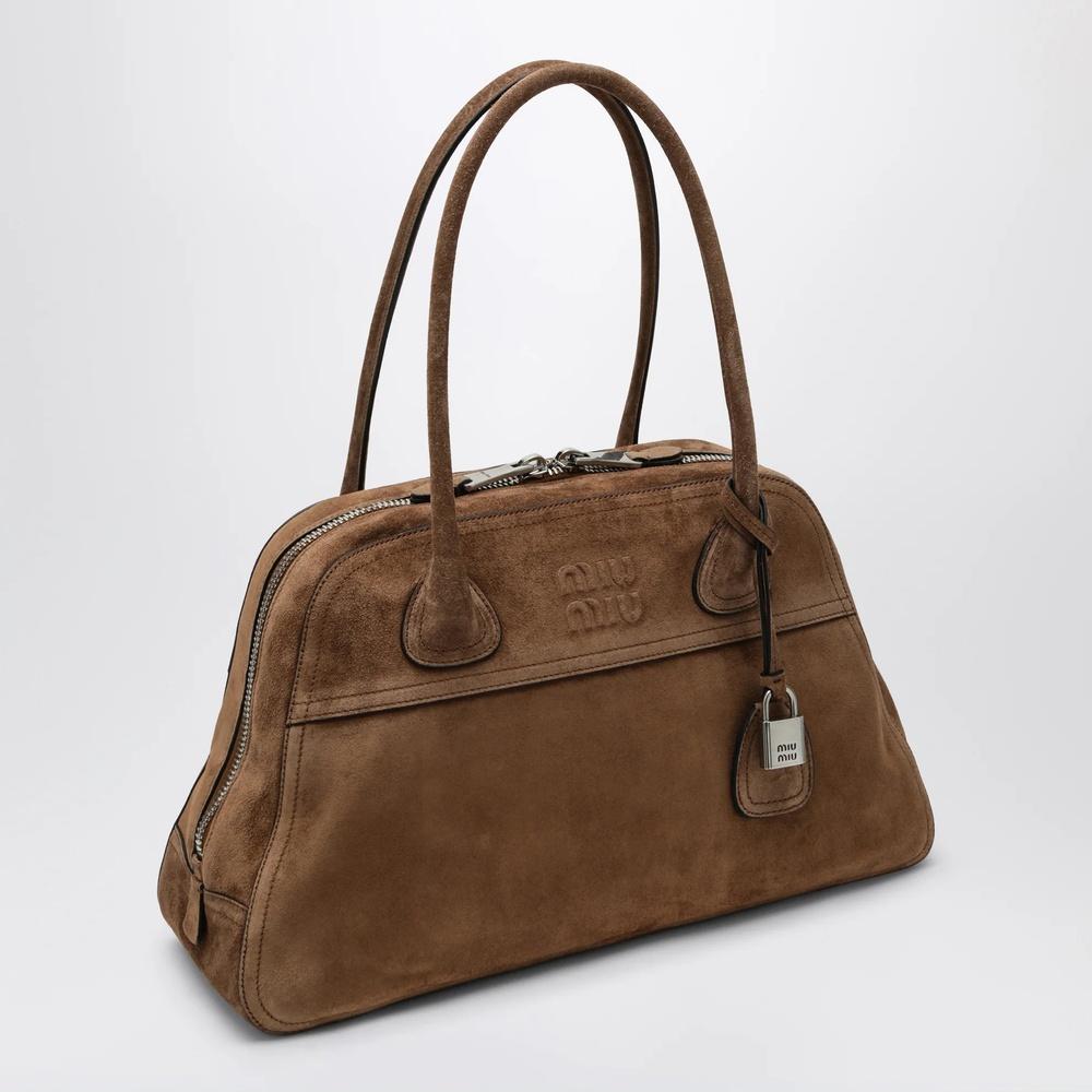 Miu Miu Vienne Suede Tote Bag Brown