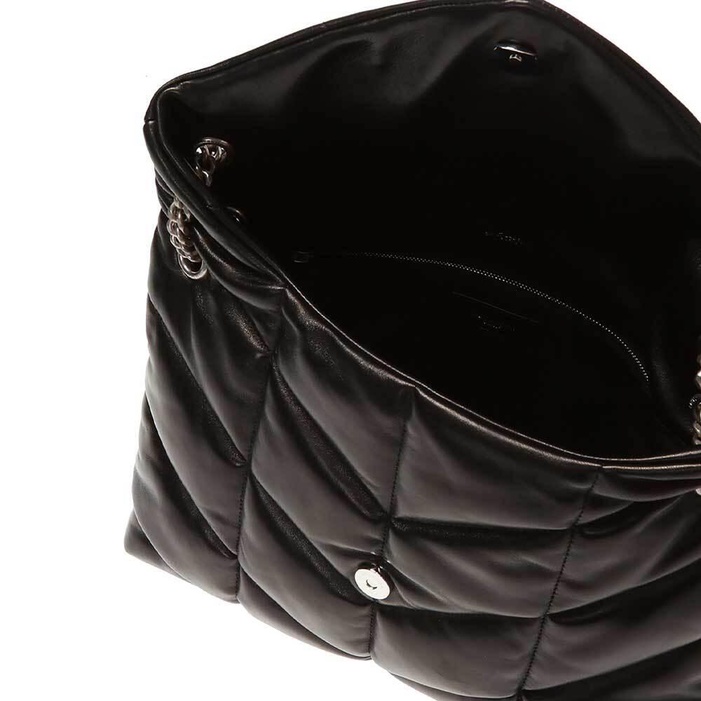 Saint Laurent Loulou Quilted Puffer Shoulder Bag Black Leather
