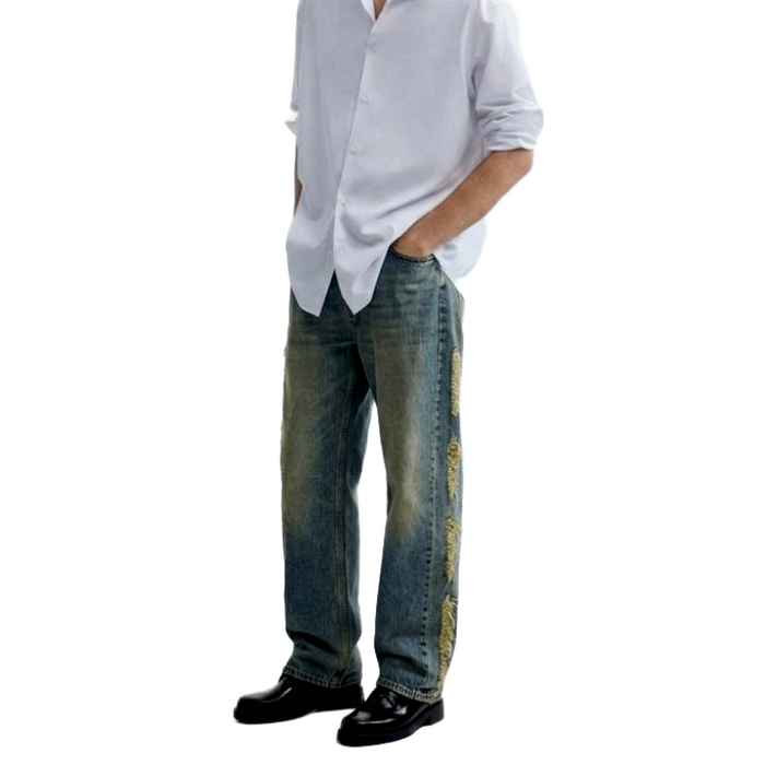 Magliano Irregular Lametta Denim Jeans Blue Men Q68013635