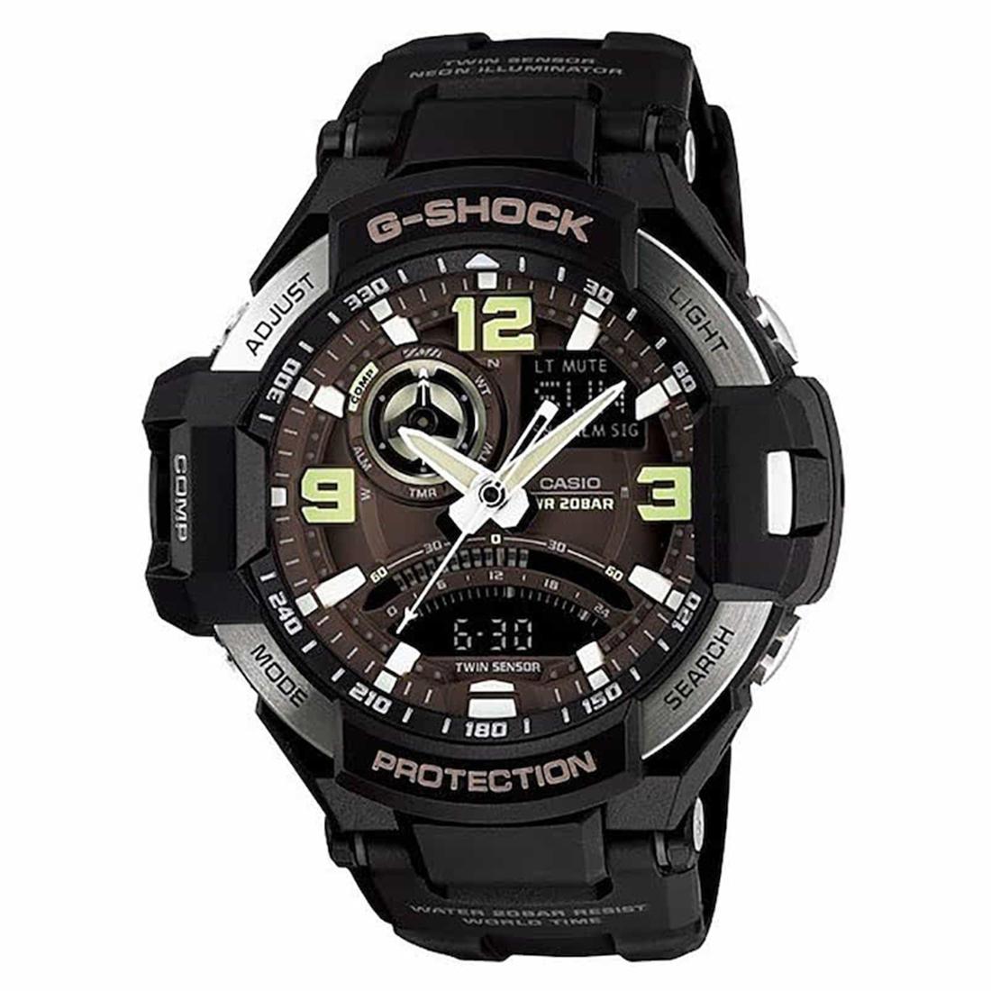 G Shock Black Urethane Sports Watch GA100 Rugged Analog-Digital GA 1000 1B