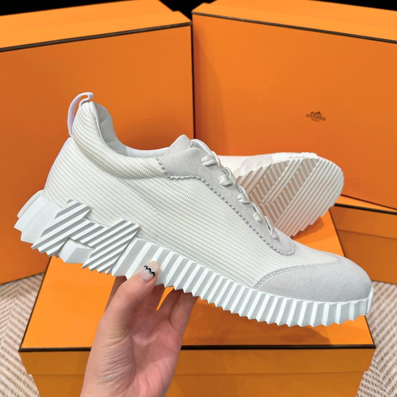HERMES Men’s Bouncing Suede White H Low-Top Sneakers