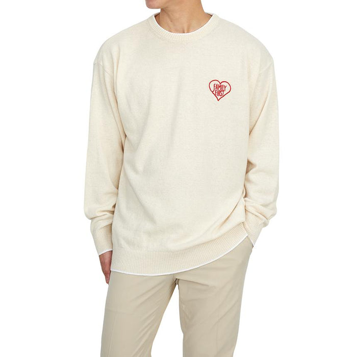 FAMILY FIRST Men’s Round Neck Knit Sweater White