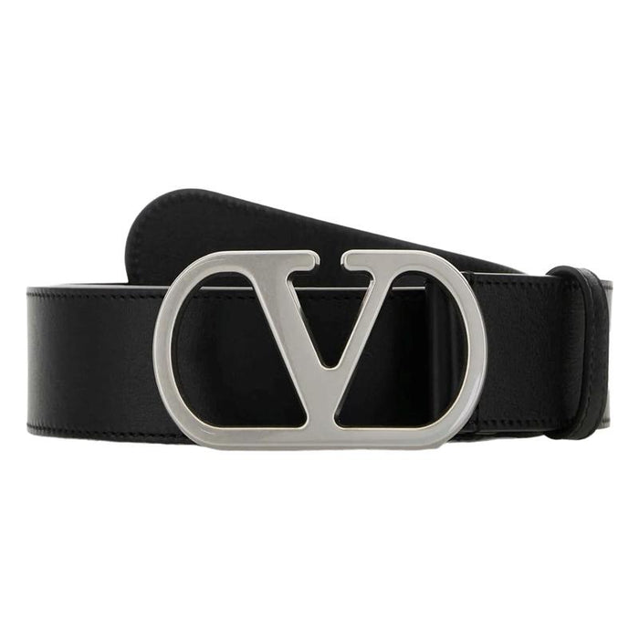 VALENTINO V Logo Men's Leather Belt Black