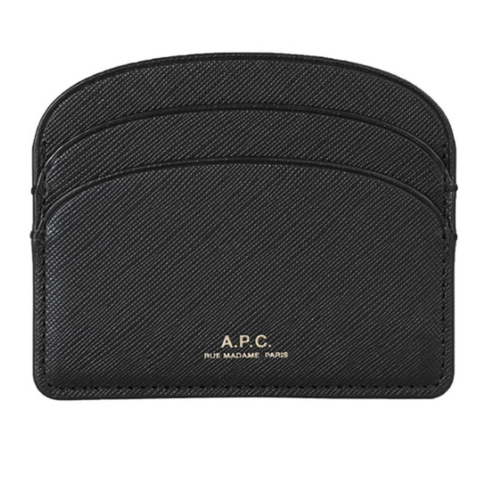 A.P.C. Saffiano Demi-Lune Leather Card Holder Black