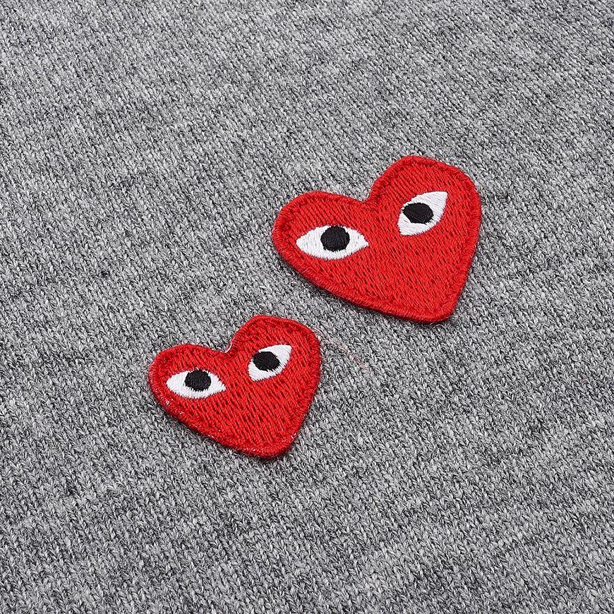 Comme des Garcons Grey Double Heart Patch Unisex Cardigan