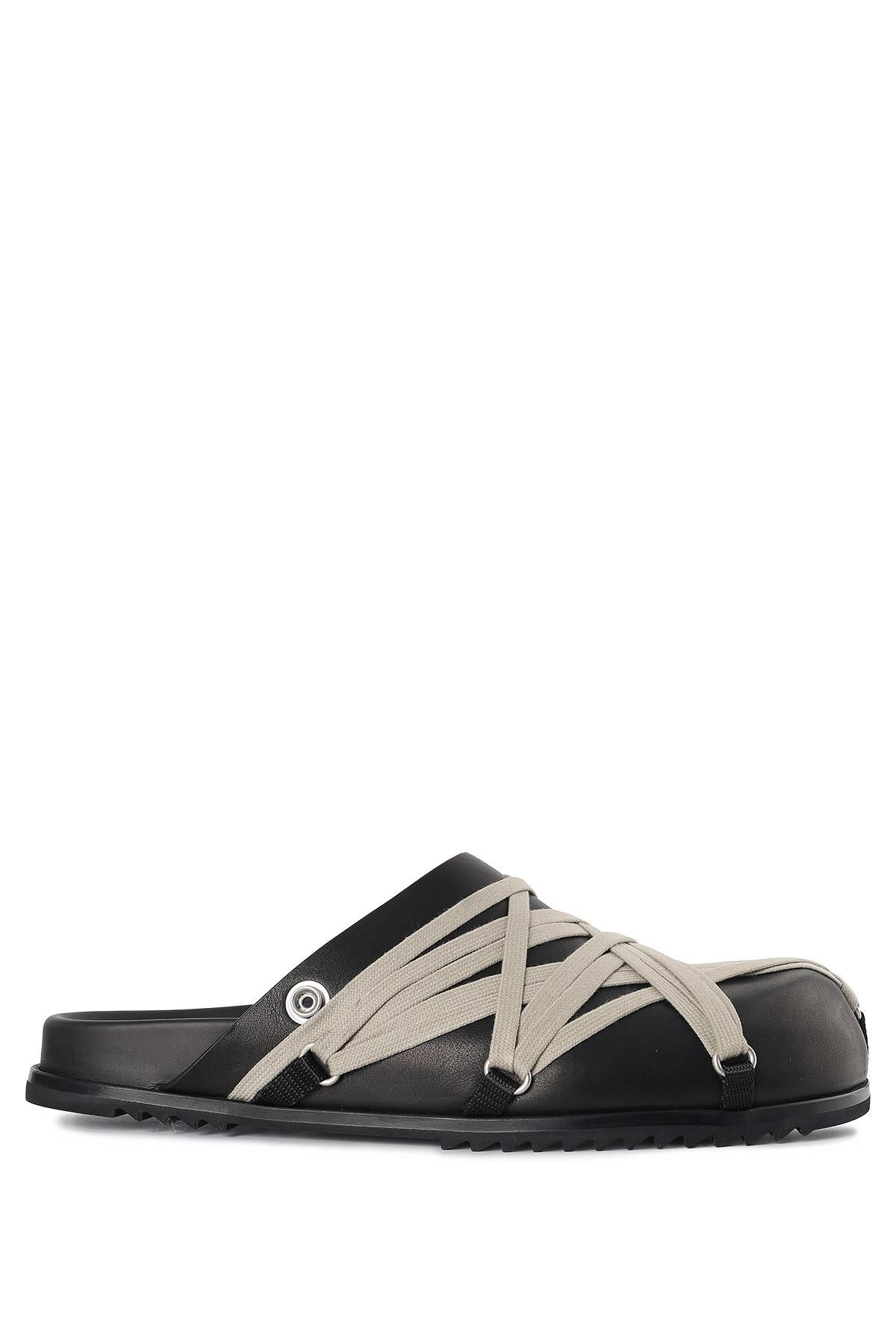 Rick Owens Granola Black Megalace Mule Slippers RU01E5813 LOOW1 09