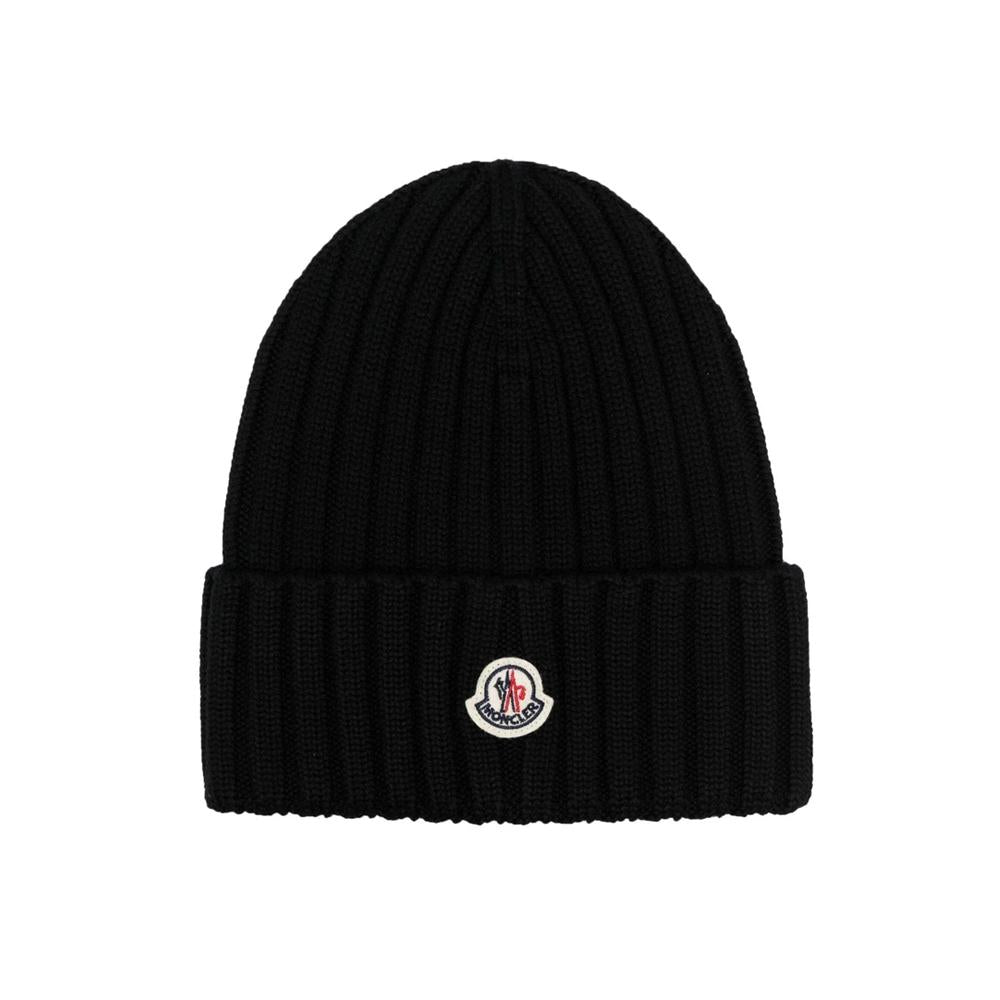 Moncler Logo Patch Wool Beanie Black 3B000 08 A9327 999