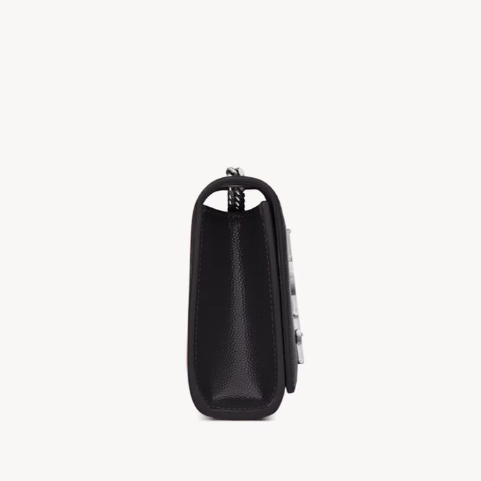 Saint Laurent Black Grain de Poudre Kate Small Shoulder Bag Silver-tone