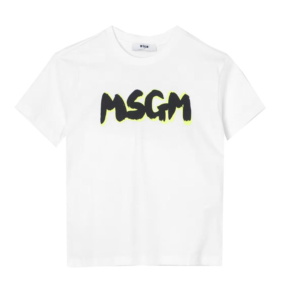 MSGM Women Kids Logo Print T-Shirt White Cotton