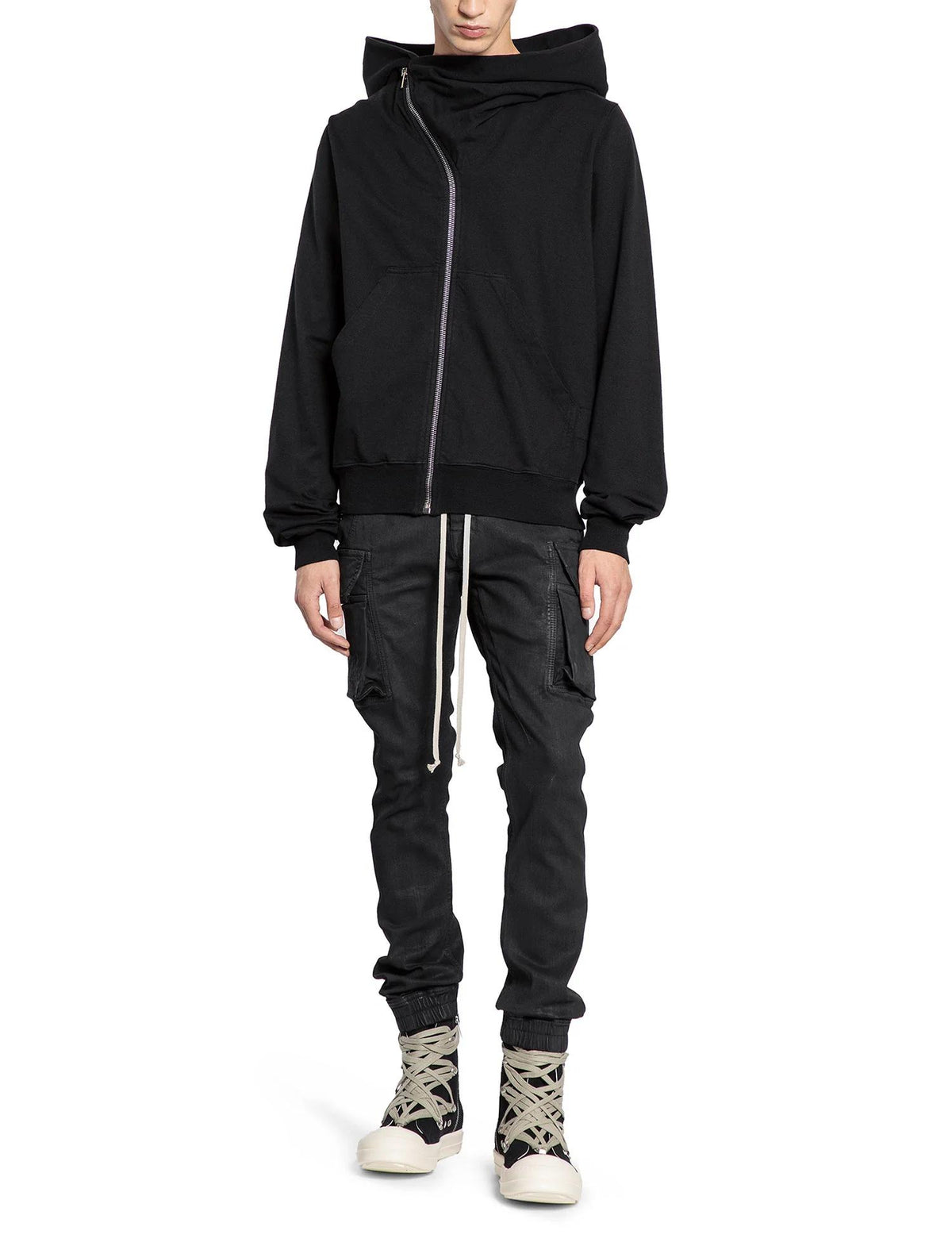 Rick Owens DRKSHDW Black Waxed Stretch Denim Mastodon Cut Sweatpants