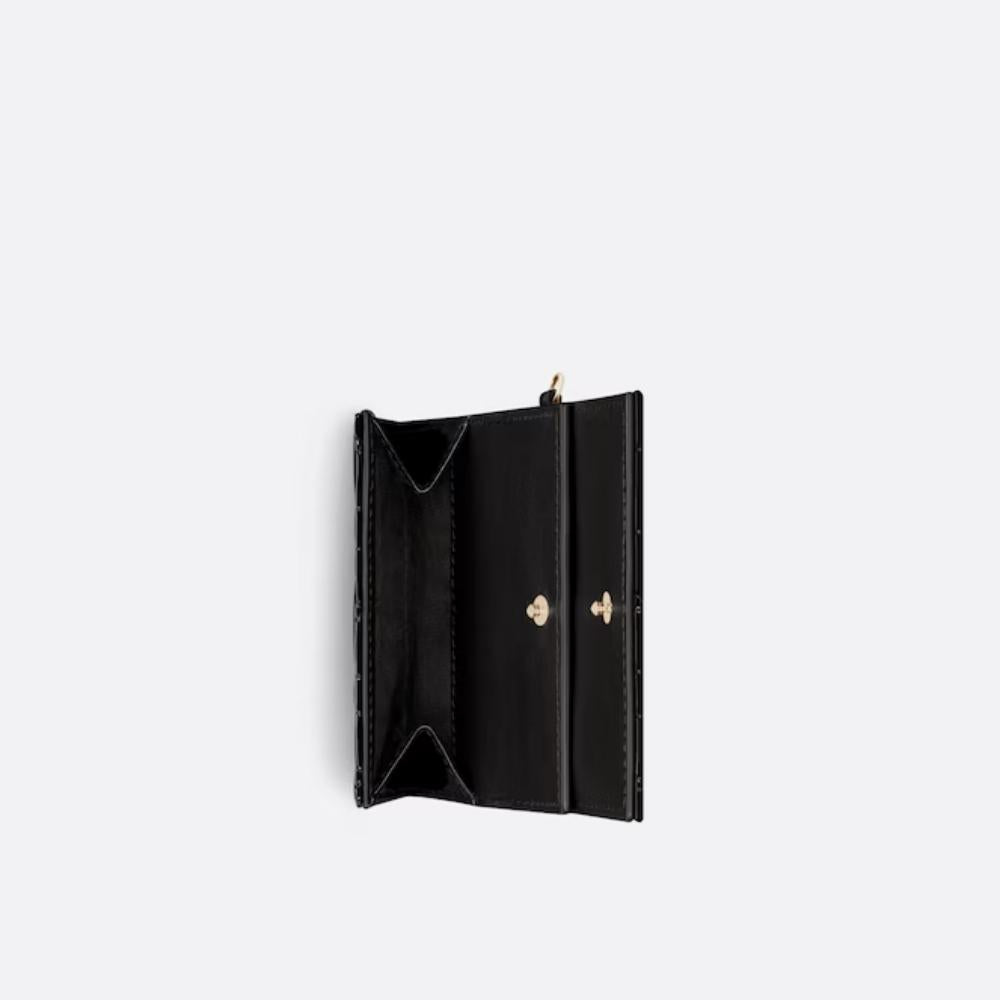 DIOR Lady Dior Lotus Patent Lambskin Women's Compact Wallet S0181OVRB